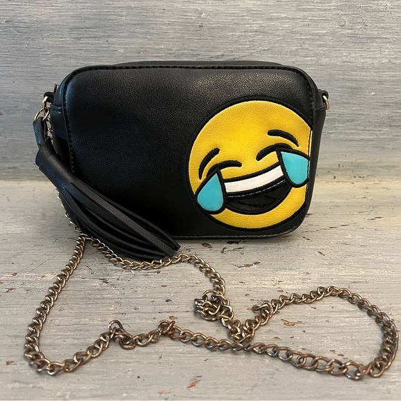 Olivia Miller Handbags - Olivia Miller Emoji Mini Black Faux Leather Crossbody Bag Purse Good Condition